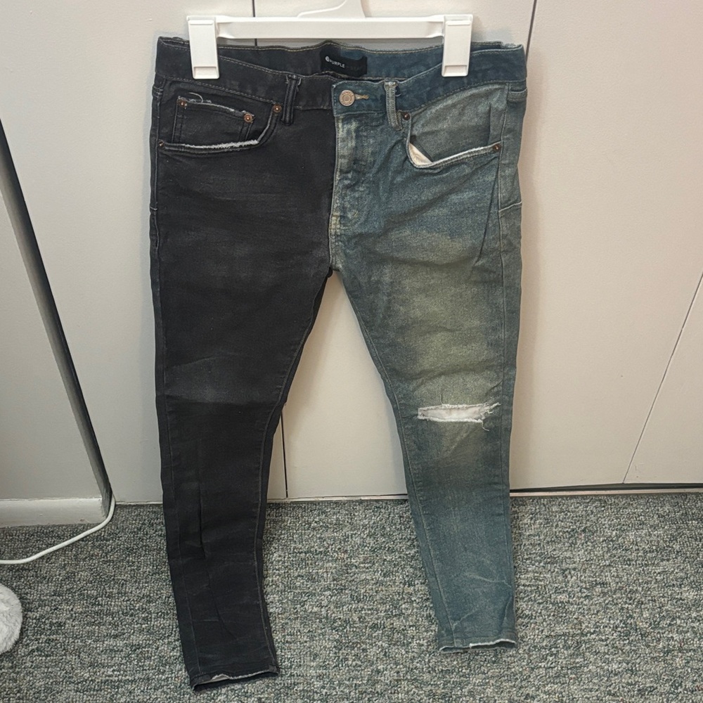 Two-Tone Black and Blue Men's Jeans